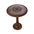 Solid Wood Whitewash Carved Rim 18x22 Handcrafted Style End Table