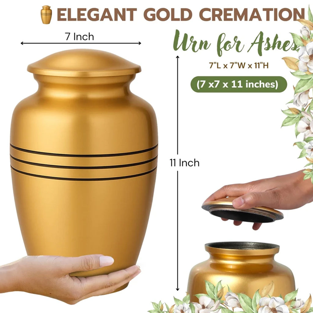 Black Secure Dignified Memorial for Human Ashes Cremation Urn