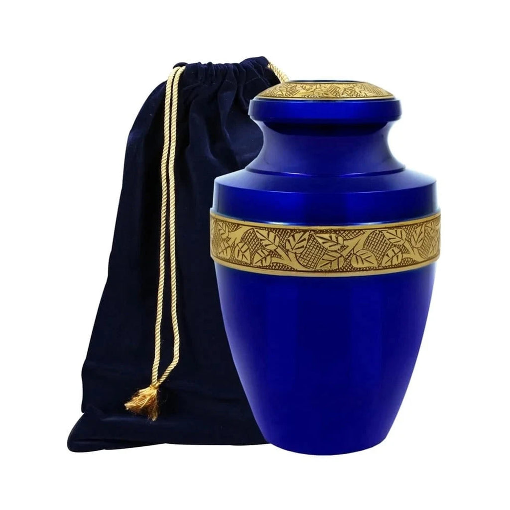 Blue Gold Dignified Memorial for Human Ashes Adult Cremation Urn