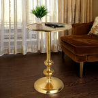 Metal Gold Pedestal 15x21 Handcrafted Home Accent Style End Table