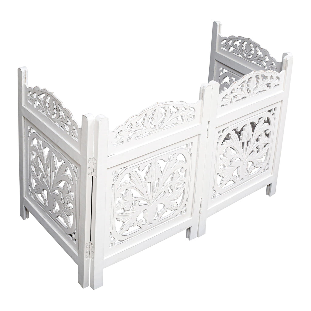 The Wooden Town Freestanding Dog Gate, Foldable 4-Panel Wooden Pet Gate for Doorways, Hallways & Stairs, White Finish, 72" W x 24" H