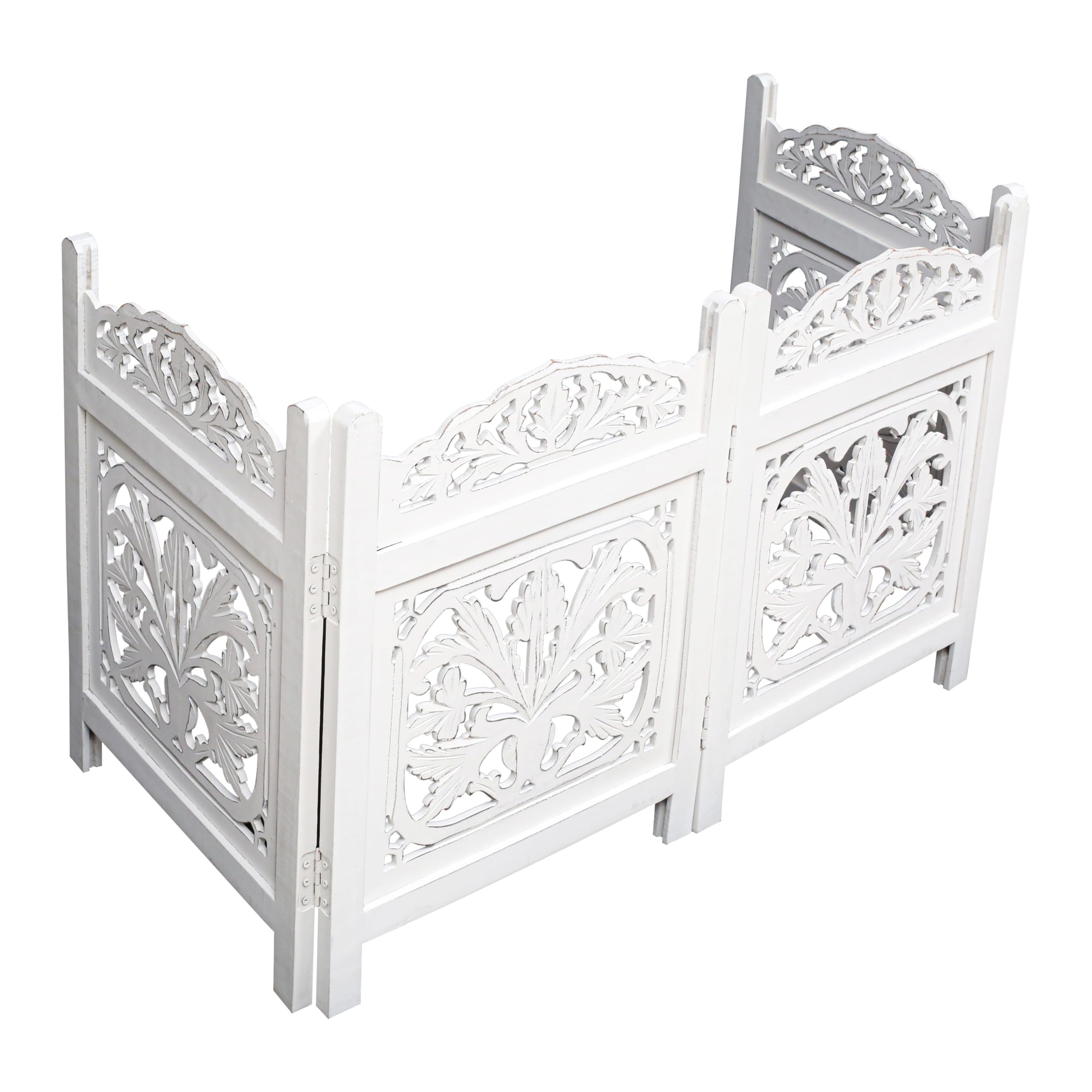 The Wooden Town Freestanding Dog Gate, Foldable 4-Panel Wooden Pet Gate for Doorways, Hallways & Stairs, White Finish, 72" W x 24" H