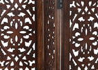 The Wooden Town Freestanding Dog Gate, Foldable 4-Panel Indoor Pet Gate, Hand-Carved Solid Wood & MDF, Burnt Finish, 56" W x 28" H