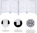 The Wooden Town Freestanding Dog Gate, Foldable 4-Panel Wooden Pet Gate for Doorways, Hallways & Stairs, Antique White, 72" W x 24" H