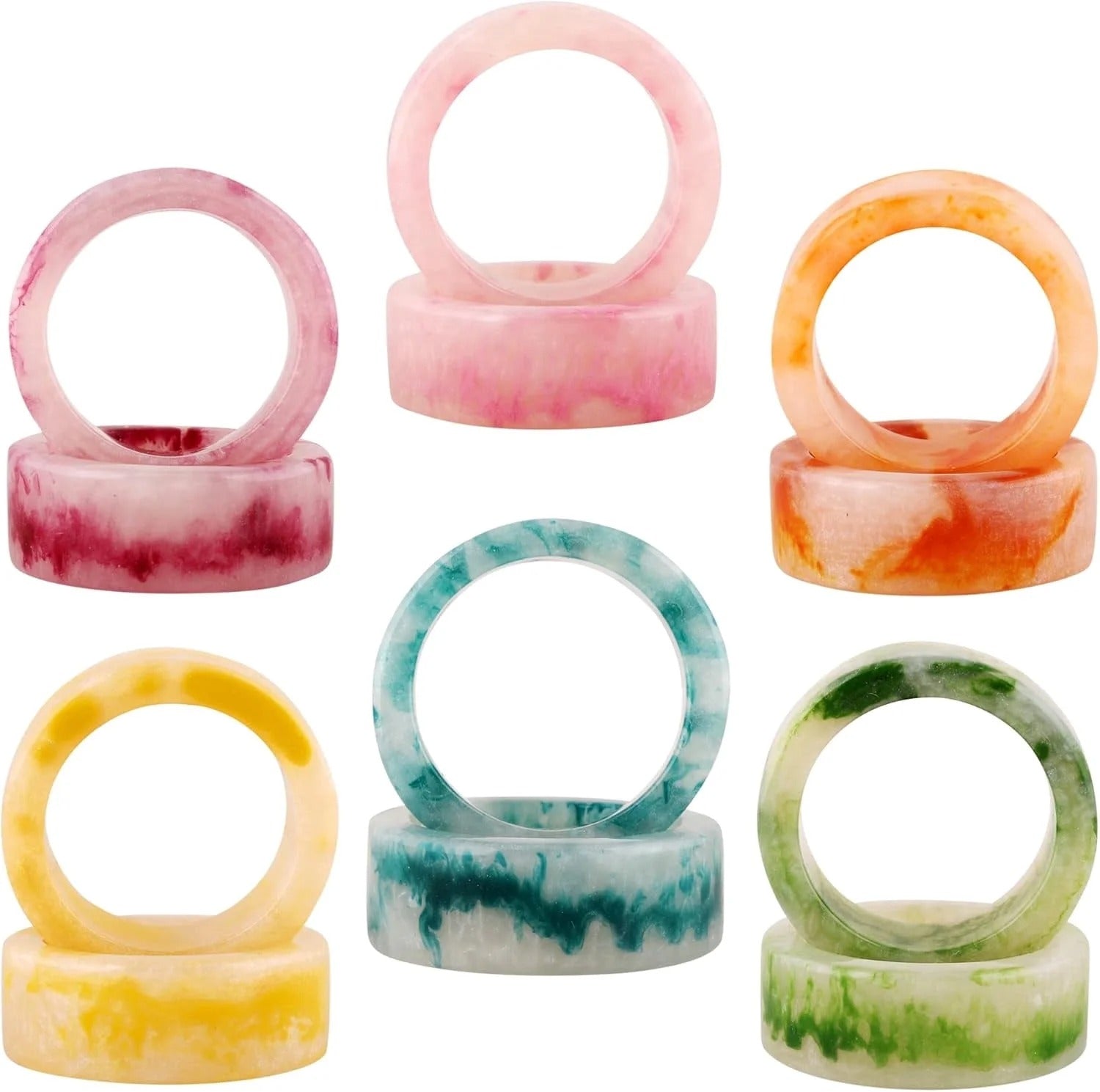 ALPHA Living HOME Epoxy Resin Napkin Rings -Set of 12 Colorful Napkin Ring Holders 1.5" Napkin Rings for Christmas Party Decoration, Dinning Table, Family Gatherings, Table Décor(Multi Pastel)