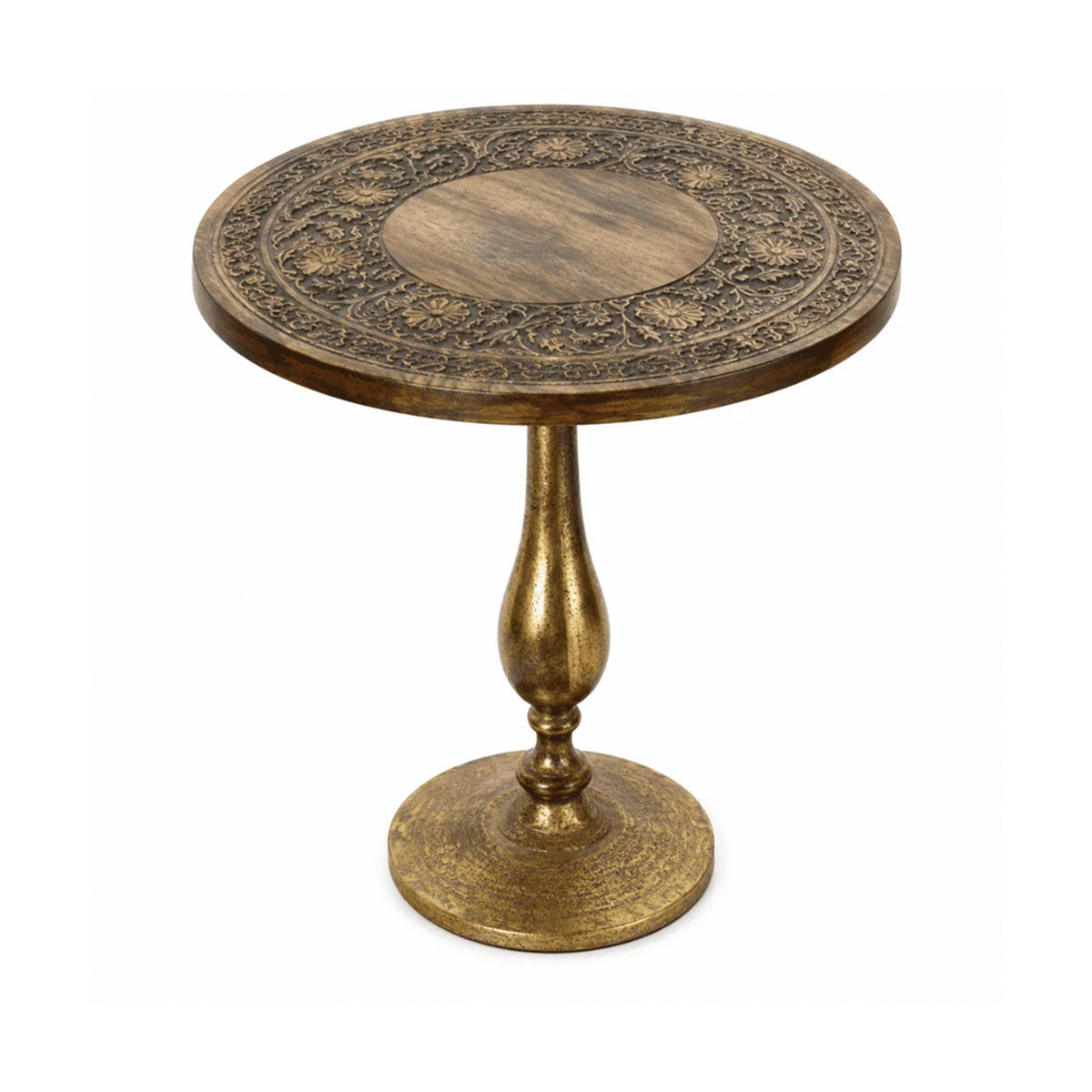 Aluminum Brown Round Handcrafted Home Accent Style End Table
