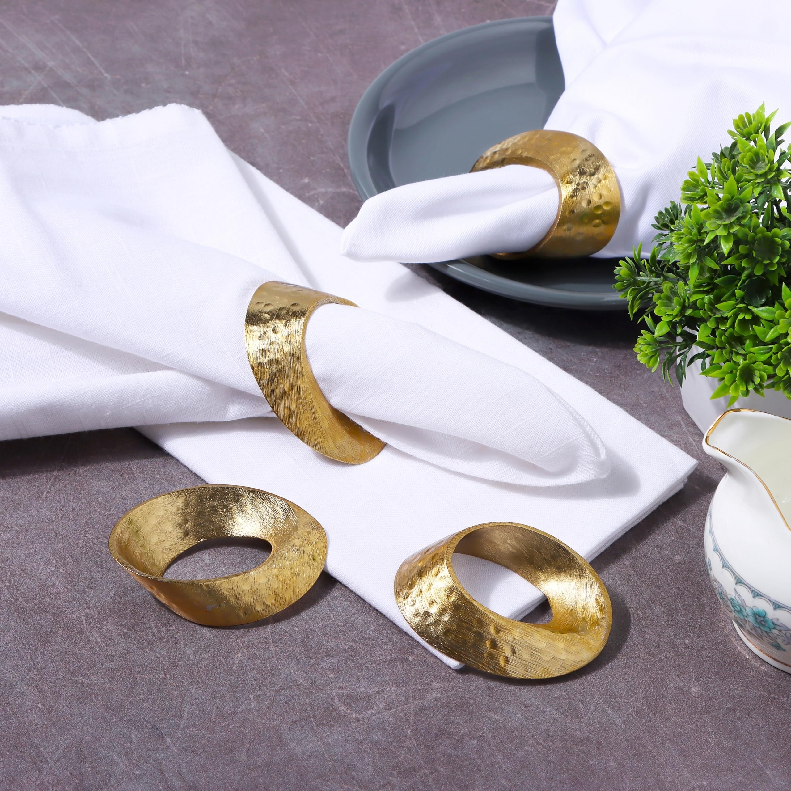 ALPHA Living HOME Metal Napkin Rings Set of 12 - Gold Mobius Design for Table Decor, Elegant Napkin Holders for Dinner, Wedding, Party, Holiday, Thanksgiving, Christmas & Everyday Use