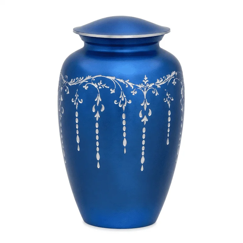 Adult Aluminum Cremation Urn for Human Ashes, Dignified Memorial Urn, Durable Metal Funeral Urn with Secure Lid, Funeral Urn for Loved Ones (Blue) - ALPHA Living HOME