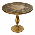 Rustic Wooden Top Side Table - Round Side Table, Modern Accent Nightstand with Aluminum Leg for Living Room, Bedroom, Corners, and Office (Brown Golden) - ALPHA Living HOME