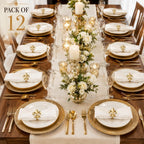 Gold Napkin Rings Set of 12 - Fleur De Lis Metal Napkin Ring Holders for Wedding, Thanksgiving, Christmas & Dining Table Decor - ALPHA Living HOME
