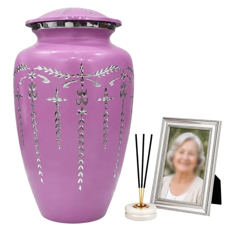 Urns Human Ashes Adult Male/Female,Creamation Urn for Human Ashes Adult Man/Women,200+ Cubic inch Capacity,Decorative Burial Urn, Funeral Cremation Urns_ 11x6.5 - Purple