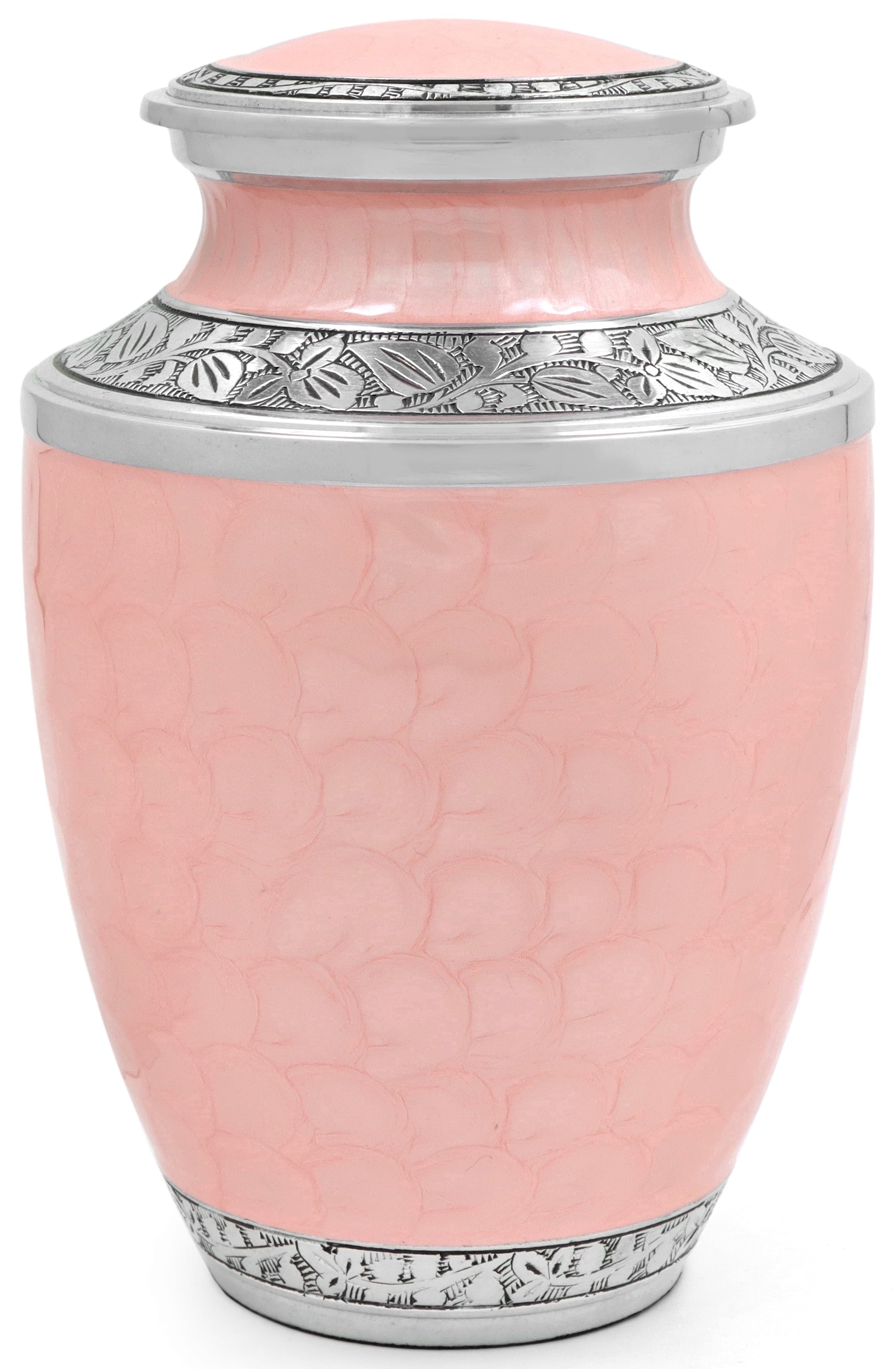 ALPHA Living HOME Cremation Urn for Women Decorative Urn for Human Ashes Woman Men Large up to 220 lbs Decorative Memorial Funeral Burial Urn for Ashes Male Female Dad Mom (Pink Silver)
