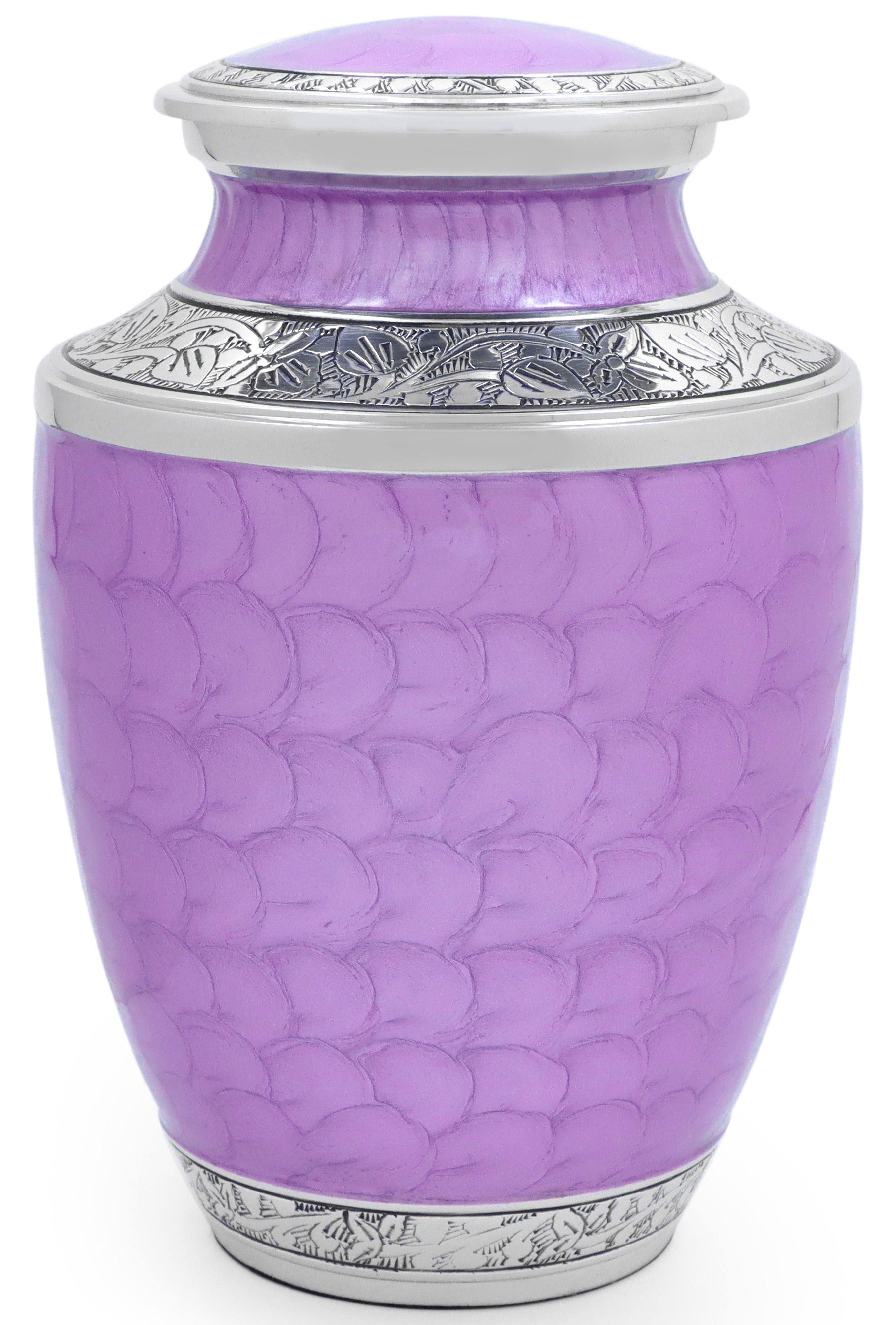 ALPHA Living HOME ALPHA Living HOME Cremation Urns for Human Ashes Adult Male Female, Urn for Ashes Adult, Funeral Memorial Urn, Large 200+ Cubic Inches, Purple Silver, 10 Inch