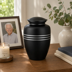 Memorials Cremation Urns for Human Ashes Cremation Urn Funeral Urns for Adult Female & Male Decorative Burial Urn Holds Large up to 220 lbs (Black Silver) - ALPHA Living HOME