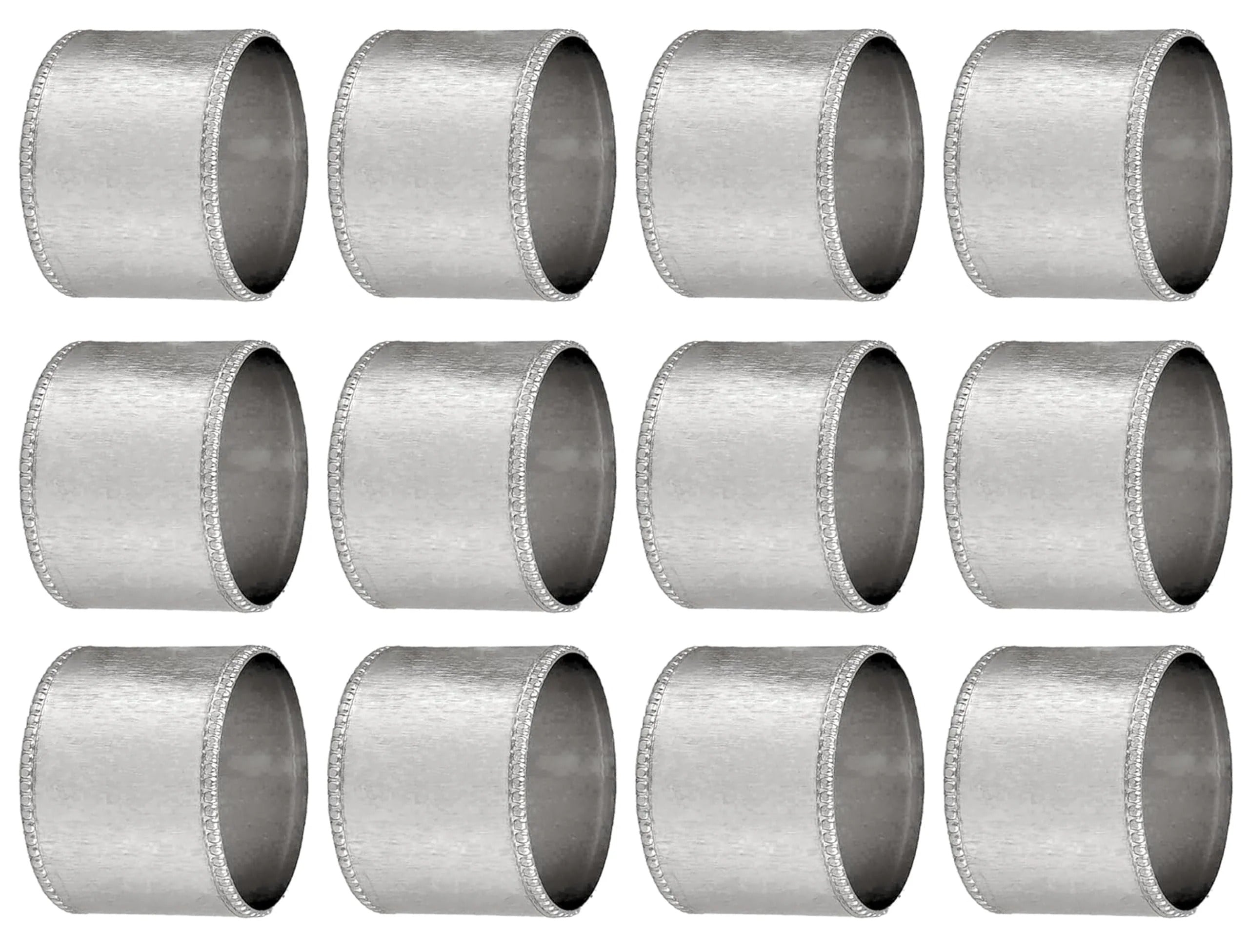 ALPHA Living HOME Silver Napkin Rings Set of 12 Premium, 100% Metal Rust-Resistant Décor - Handcrafted French-Style Metal Holders 2" for Thanksgiving, Christmas, Parties & Everyday Dining