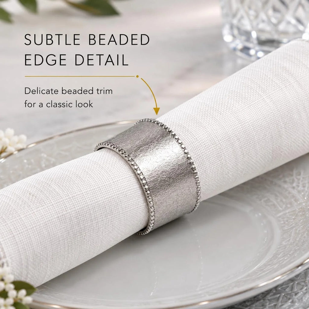 ALPHA Living HOME Silver Napkin Rings Set of 12 Premium, 100% Metal Rust-Resistant Décor - Handcrafted French-Style Metal Holders 2" for Thanksgiving, Christmas, Parties & Everyday Dining