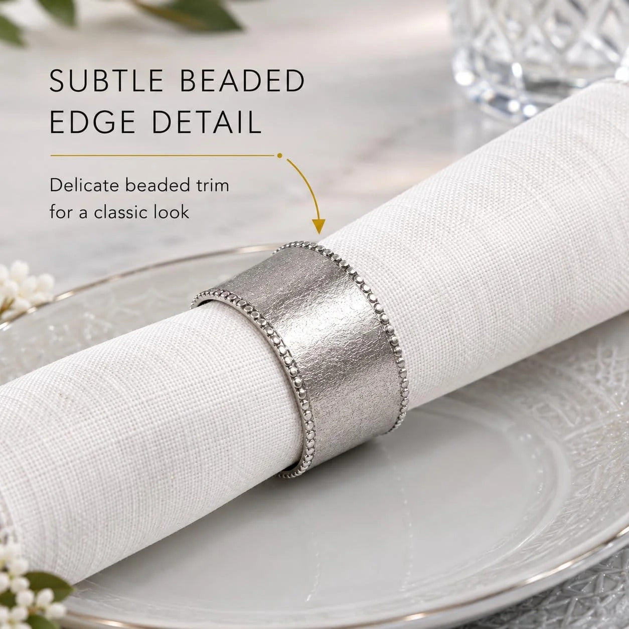ALPHA Living HOME Silver Napkin Rings Set of 12 Premium, 100% Metal Rust-Resistant Décor - Handcrafted French-Style Metal Holders 2" for Thanksgiving, Christmas, Parties & Everyday Dining