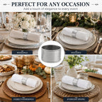 ALPHA Living HOME Silver Napkin Rings Set of 12 Premium, 100% Metal Rust-Resistant Décor - Handcrafted French-Style Metal Holders 2" for Thanksgiving, Christmas, Parties & Everyday Dining