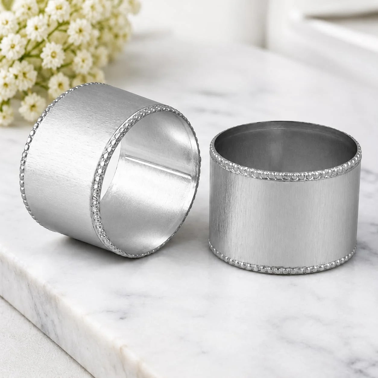 ALPHA Living HOME Silver Napkin Rings Set of 12 Premium, 100% Metal Rust-Resistant Décor - Handcrafted French-Style Metal Holders 2" for Thanksgiving, Christmas, Parties & Everyday Dining