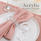ALPHA Living HOME Acrylic Napkin Rings Set of 12 - Crystal Decorative Serviette Holders Ideal Décor for Weddings, Family Gatherings, Formal Dinners, Banquets & Everyday Dining (Transparent)