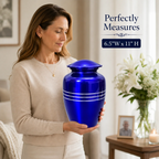 Memorials Cremation Urns for Human Ashes Cremation Urn Funeral Urns for Adult Female & Male Decorative Burial Urn Holds Large up to 220 lbs (Blue Silver) - ALPHA Living HOME