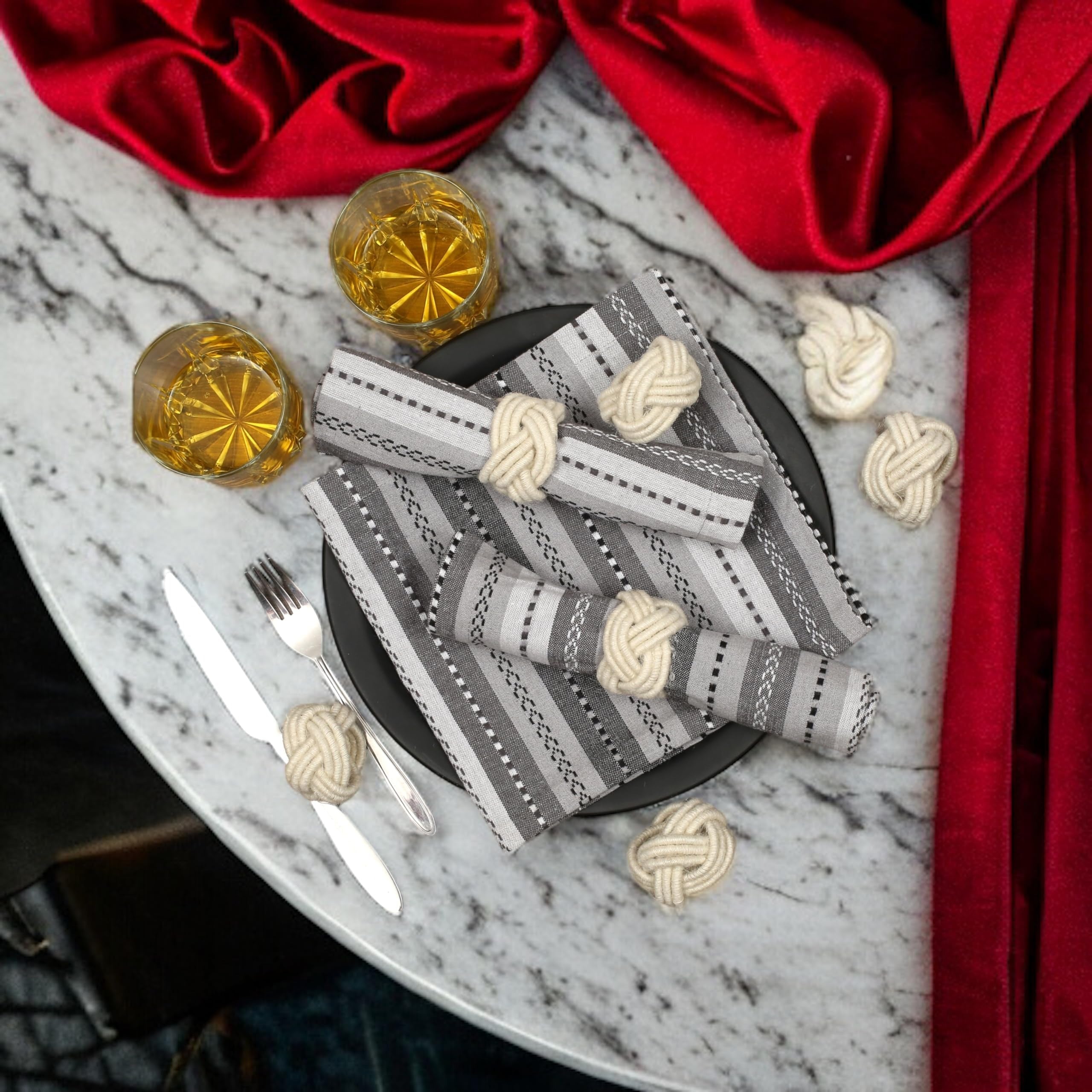 ALPHA Living HOME Handcrafted Napkin Rings Set of 12 - Woven Jute Napkin Holders, Serviette Rings - Perfect for Weddings, Thanksgiving, Christmas & Everyday Dining (Off white)
