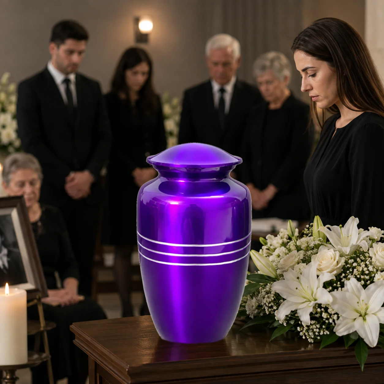 Memorials Cremation Urns for Human Ashes Cremation Urn Funeral Urns for Adult Female & Male Decorative Burial Urn Holds Large up to 220 lbs (Purple Silver) - ALPHA Living HOME