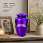 Memorials Cremation Urns for Human Ashes Cremation Urn Funeral Urns for Adult Female & Male Decorative Burial Urn Holds Large up to 220 lbs (Purple Silver) - ALPHA Living HOME
