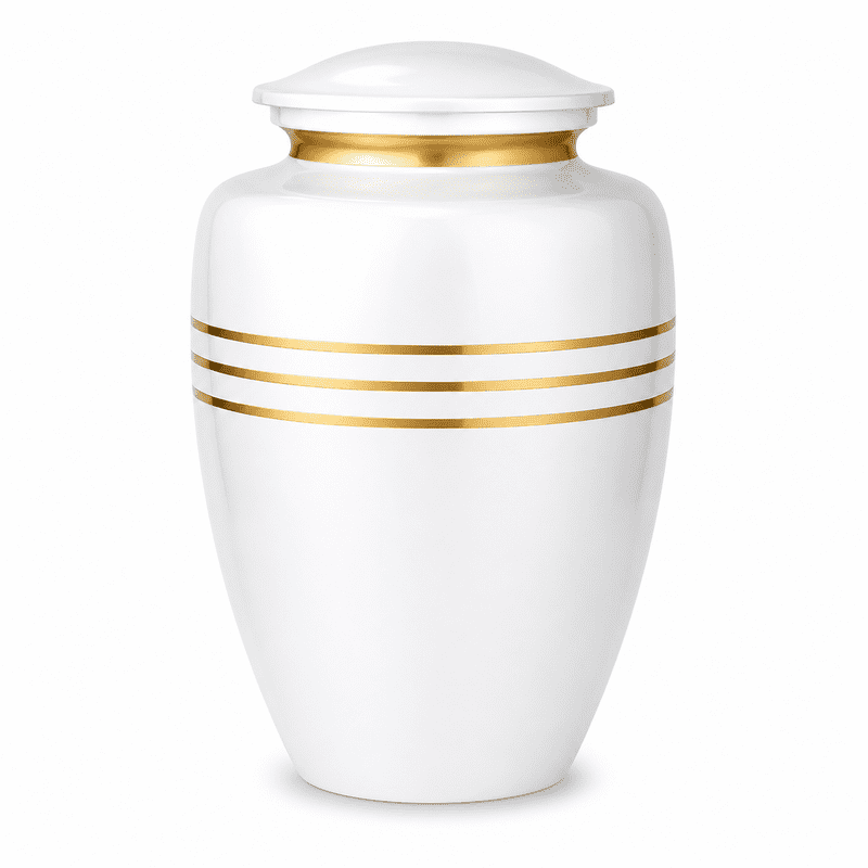 Memorials Cremation Urns for Human Ashes Cremation Urn Funeral Urns for Adult Female & Male Decorative Burial Urn Holds Large up to 220 lbs (White Gold) - ALPHA Living HOME