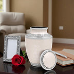 ALPHA Living HOME Cremation Urns for Human Ashes - Adult Memorial Urn - Metal Funeral Urn with Elegant Finish - Secure Screw-Top Lid - Durable, Decorative Urn for Home
