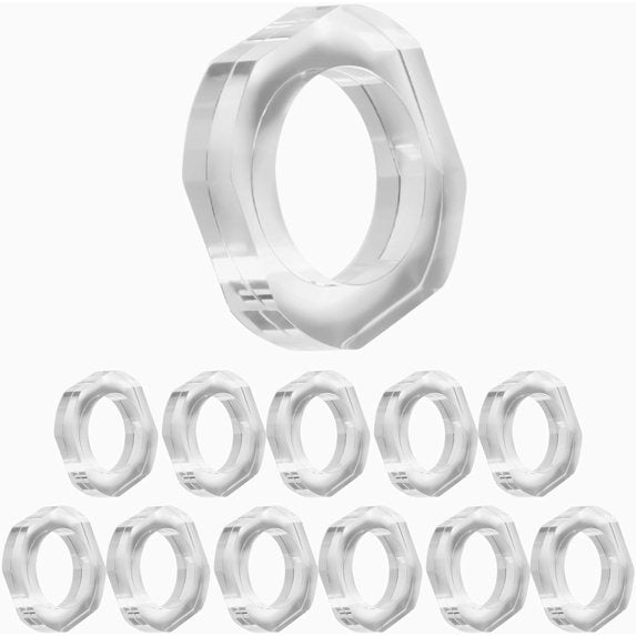Clear Acrylic Napkin Rings Set of 12 - Modern Geometric Napkin Ring Holders for Weddings, Dining Tables & Elegant Table Décor - ALPHA Living HOME