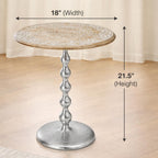Modern End Table with Wood Top & Aluminum Base for Living Room, Bedroom & Sofa Side | Contemporary Side Table Accent Furniture for Small Spaces | Stylish Metal End Table - White Wash