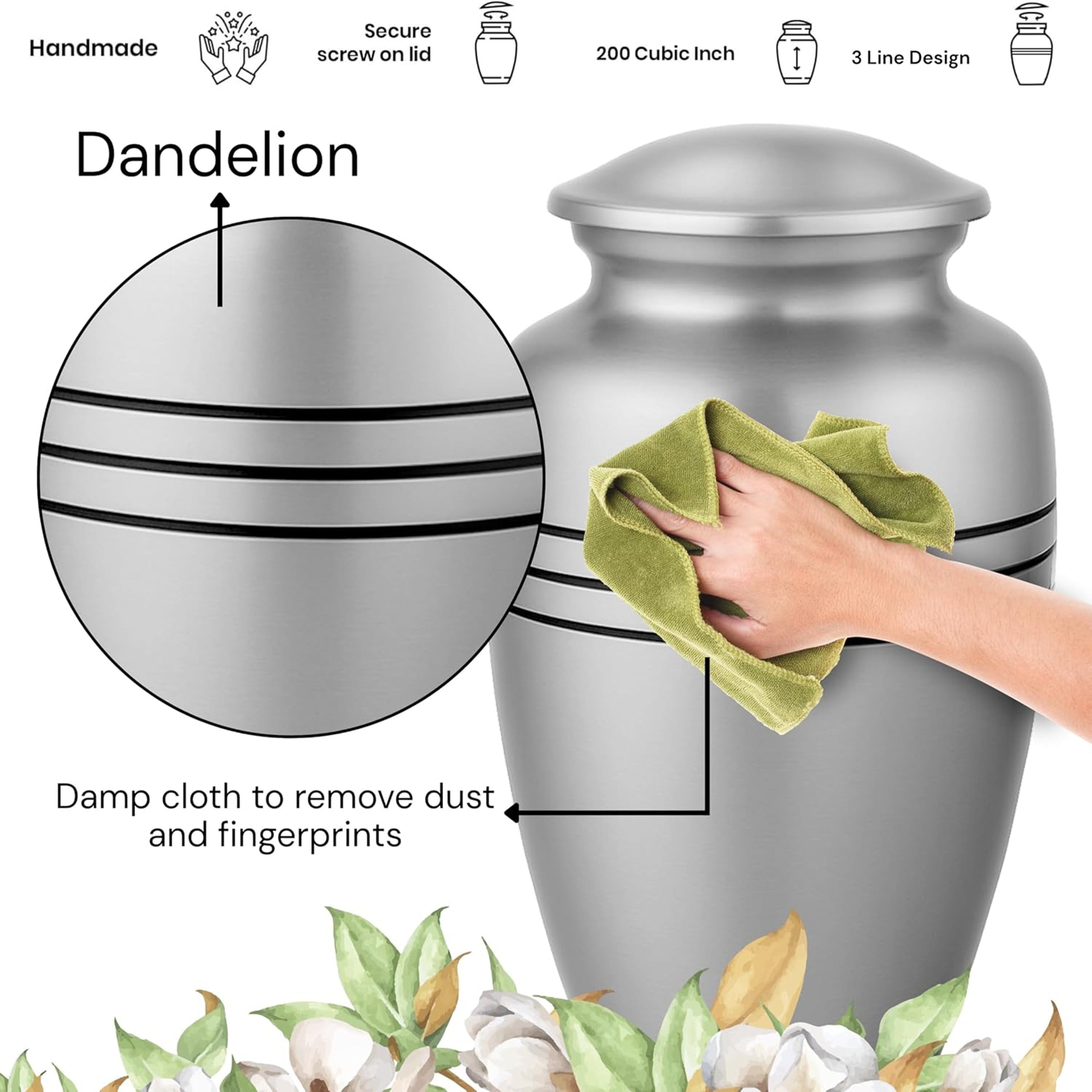 Adult Aluminum Cremation Urn for Human Ashes, Dignified Memorial Urn, Durable Metal Funeral Urn with Secure Lid, Funeral Urn for Loved Ones (Black Silver) - ALPHA Living HOME