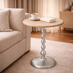Modern End Table with Wood Top & Aluminum Base for Living Room, Bedroom & Sofa Side | Contemporary Side Table Accent Furniture for Small Spaces | Stylish Metal End Table - White Wash