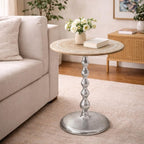 Modern End Table with Wood Top & Aluminum Base for Living Room, Bedroom & Sofa Side | Contemporary Side Table Accent Furniture for Small Spaces | Stylish Metal End Table - White Wash