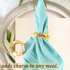 ALPHA Living HOME Modern Napkin Rings - 8 Pcs Premium Metal Napkin Holders for Cloth Napkins Elegant Table Decor for Weddings, Dinners & Special Occasions (Gold)