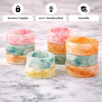 Unique Artisan Resin Napkin Rings Set of 48, Luxurious Modern Table Decor, High-End Designer Napkin Holders for Sophisticated Dining, Everyday Use & Outdoor Dining (Pastel) - ALPHA Living HOME