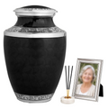 Alpha Living Home Urns for Human Ashes Adult Female and Male 200+ Cubic Inches, Decorative Burial Urn, Funeral Cremation Urns for Women and Men, Handcrafted Urn for Ashes Adult 10" Black Silver
