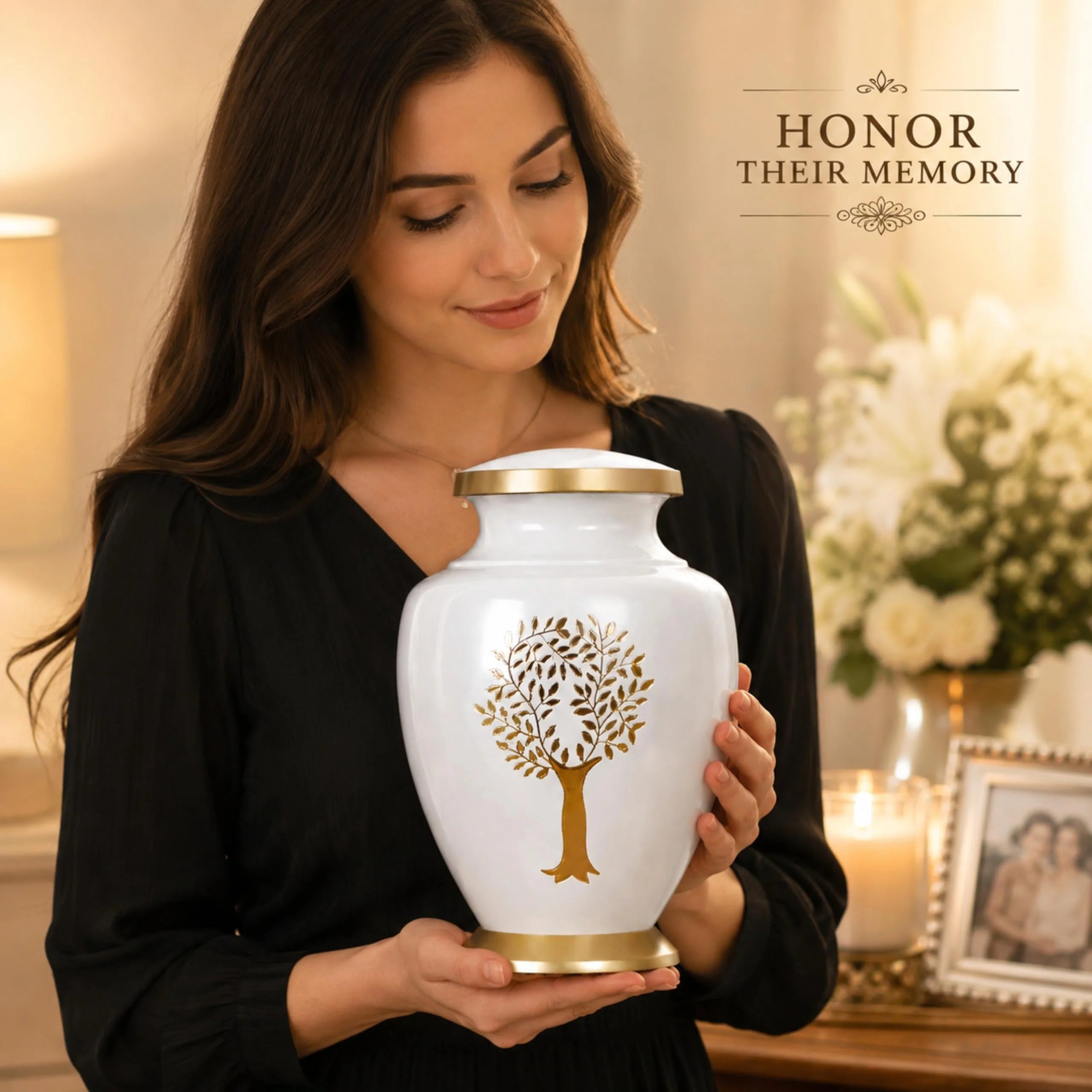 Memorials Cremation Urns for Adult - Adult Funeral Urn Handcrafted - Handcrafted Cremation Urn, Large Burial Urns for Ashes Adult - Yellow Ivory