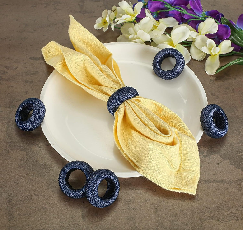 100 Pack Napkin Rings Set Napkin Holders Handwoven Boho Farmhouse Decor for Rustic Wedding, Thanksgiving, Holiday Table Settings (Blue) - ALPHA Living HOME