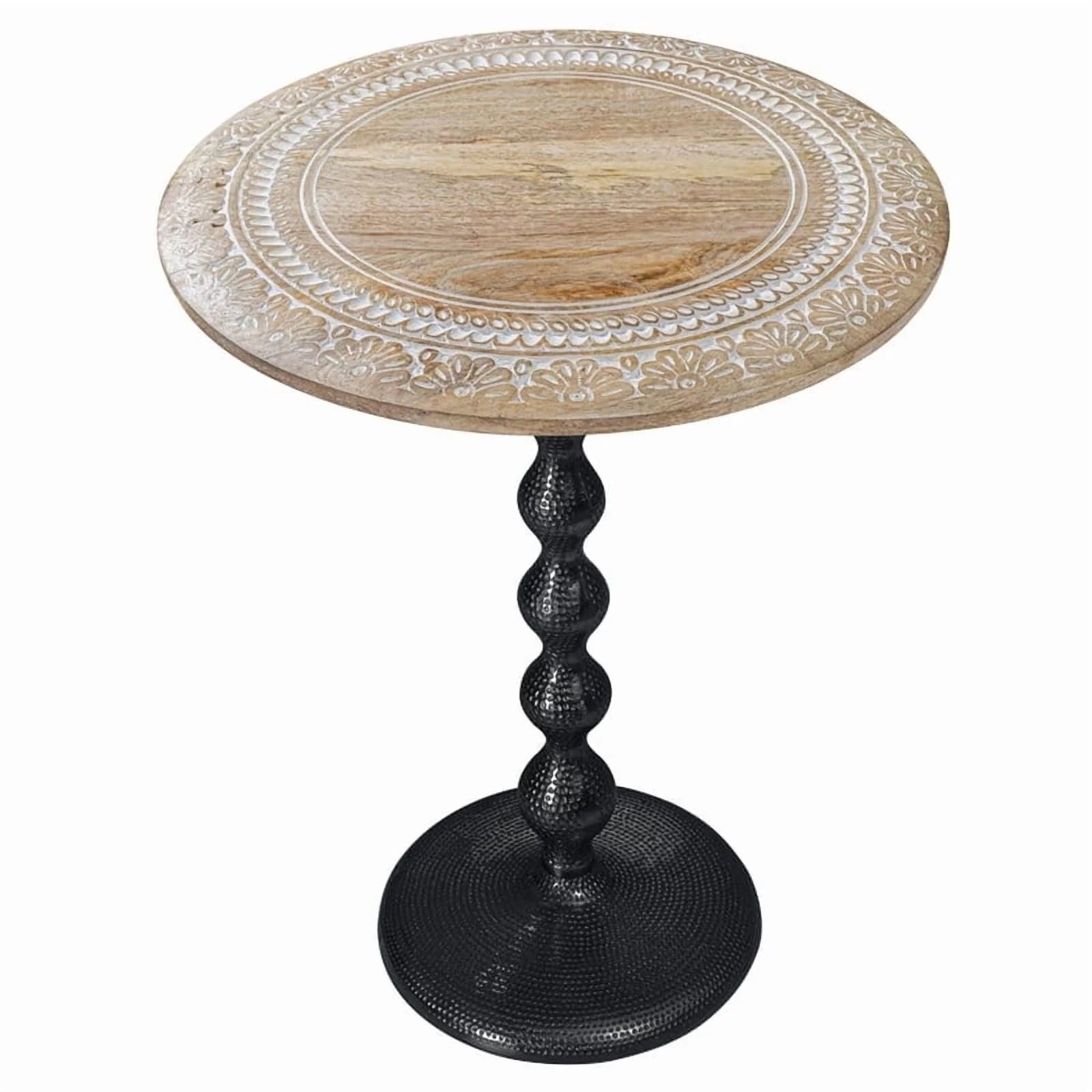Contemporary End Table with Wooden Top & Aluminum Metal Base for Living Room | Modern Side Table for Bedroom, Sofa Side & Small Spaces | Stylish Accent End Table