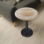 Contemporary End Table with Wooden Top & Aluminum Metal Base for Living Room | Modern Side Table for Bedroom, Sofa Side & Small Spaces | Stylish Accent End Table