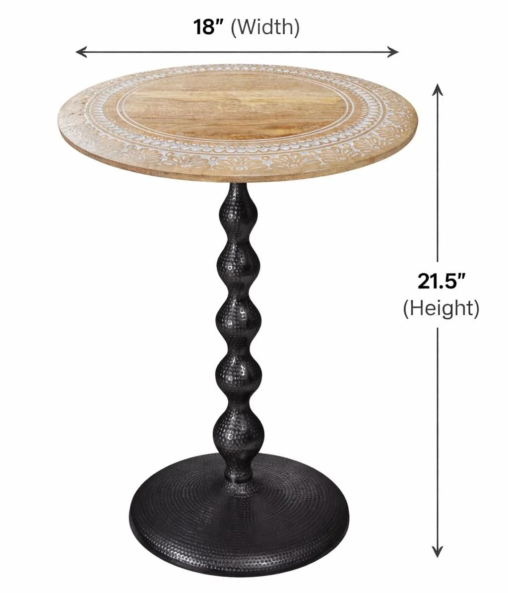 Contemporary End Table with Wooden Top & Aluminum Metal Base for Living Room | Modern Side Table for Bedroom, Sofa Side & Small Spaces | Stylish Accent End Table