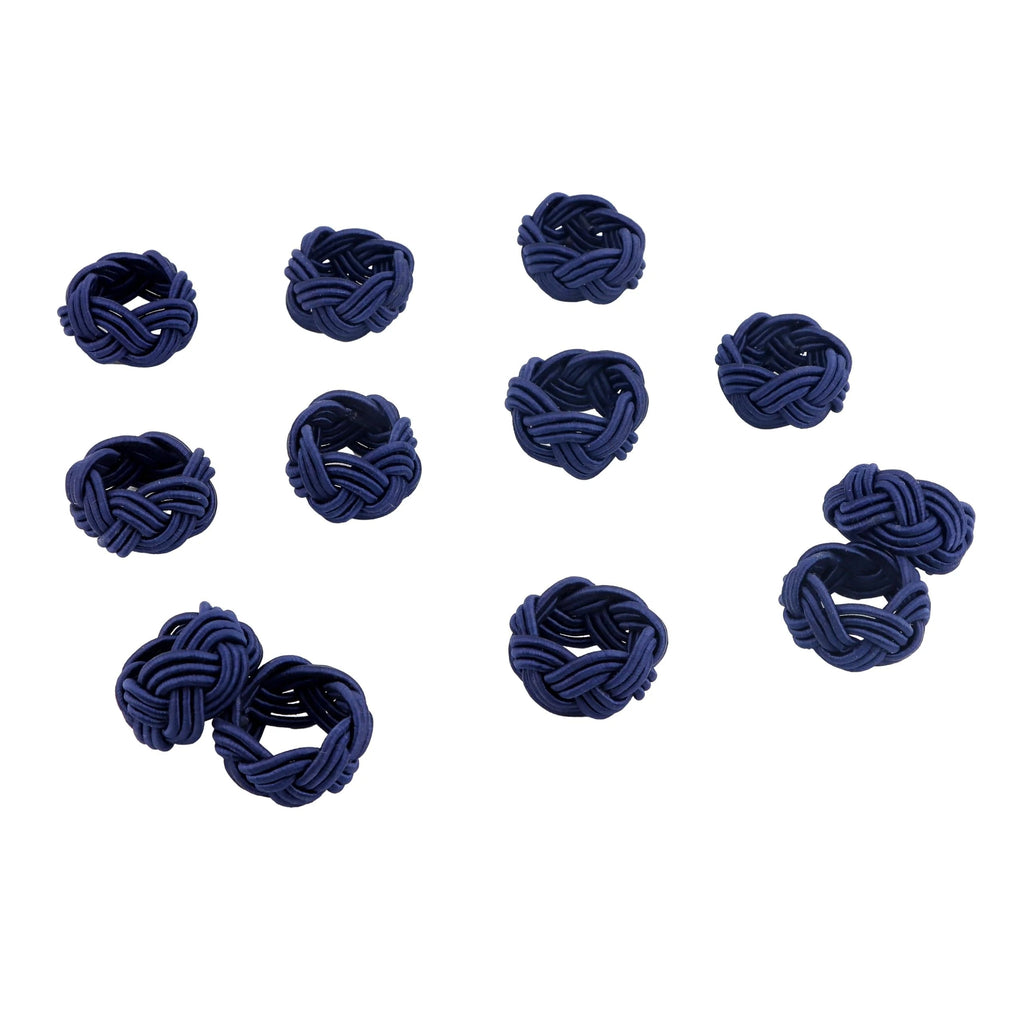 12 Pcs Woven Napkin Rings, Handmade Rustic Farmhouse Nautical Napkins Ring for Festives Gathering Banquet Wedding Birthday Table Decor Everyday Dining Decor (Navy Blue) - ALPHA Living HOME