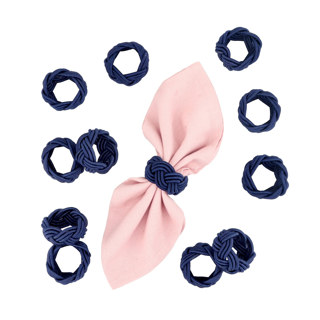 12 Pcs Woven Napkin Rings, Handmade Rustic Farmhouse Nautical Napkins Ring for Festives Gathering Banquet Wedding Birthday Table Decor Everyday Dining Decor (Navy Blue) - ALPHA Living HOME