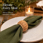 Woven Cane Napkin Rings for Table Settings,Textured Cane Napkin Holder Set of 36 , Boho Chic Dining Beach House Decor & Chic Dining Accessory (Brown) - ALPHA Living HOME