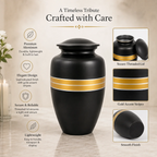 Cremation Urns for Human Ashes Memorials Urn Funeral Urns for Adult Female & Male Decorative Burial Urn Holds Large up to 220 lbs (Black Gold) - ALPHA Living HOME