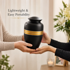 Cremation Urns for Human Ashes Memorials Urn Funeral Urns for Adult Female & Male Decorative Burial Urn Holds Large up to 220 lbs (Black Gold) - ALPHA Living HOME