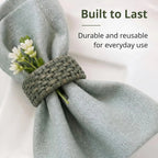 Boho-Chic Handwoven Napkin Rings Set of 12 – Green Cane & Plastic, 2.25 x 2.25 x 1 Inches, Lacquered Finish, Reusable & Easy Clean – Perfect for Wedding, Dinner, Party & Festive Table Décor