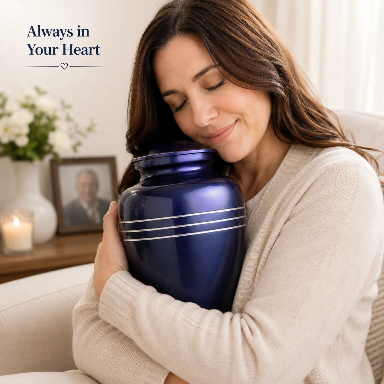 Memorials Cremation Urns for Human Ashes Cremation Urn Funeral Urns for Adult Female & Male Decorative Burial Urn Holds Large up to 220 lbs (Blue Silver) - ALPHA Living HOME
